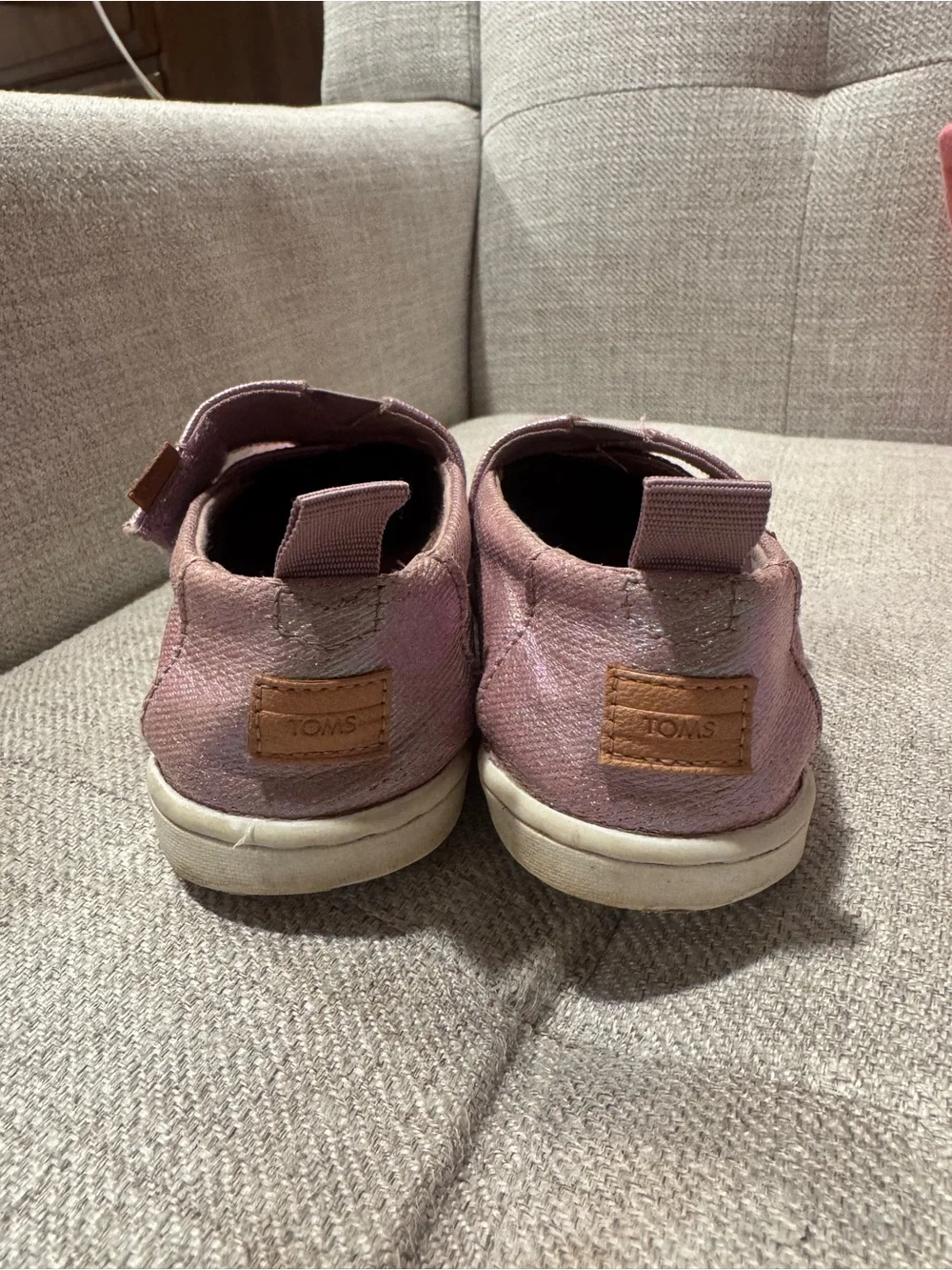 TOMS Kids Iridescent Rose Slip-On Sneakers with Hook-and-Loop Strap
